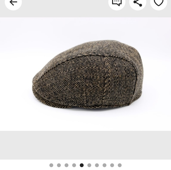 Milky Brown Herringbone Wool Flat Cap size Medium - Picture 4 of 9